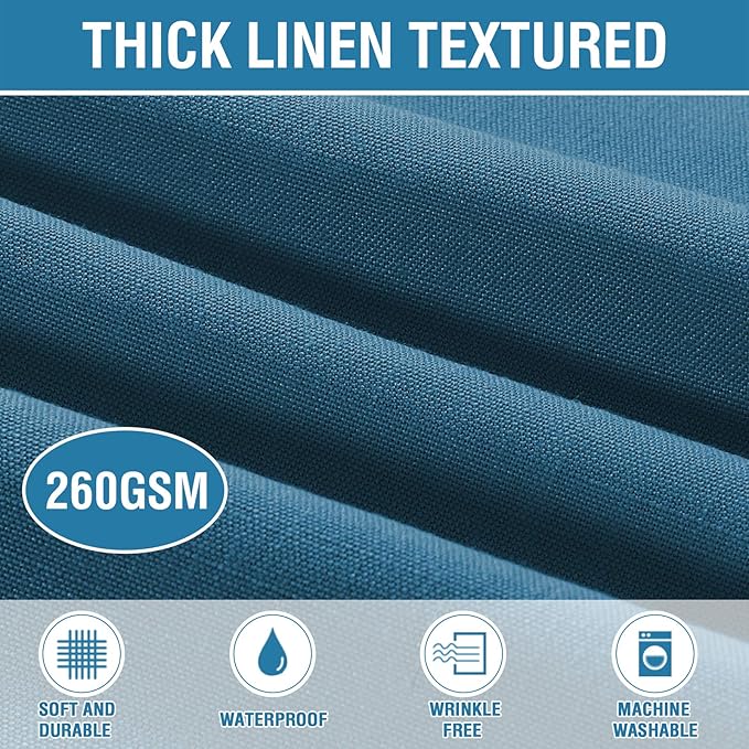 H.VERSAILTEX Linen Textured Table Cloths 60 x 104 Inch Premium Solid Tablecloth Spill-Proof Waterproof Table Cover for Dining Buffet Feature Extra Soft and Thick Fabric Wrinkle Free, Ink Blue