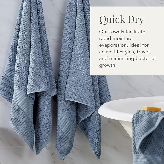 NY Loft 100% Cotton 2 Pack Bath Sheet Towel Set | Extra Large Oversize Bath Towels | Absorbent & Quick-Dry | Textured and Durable Cotton | Trinity Collection - Flint Stone