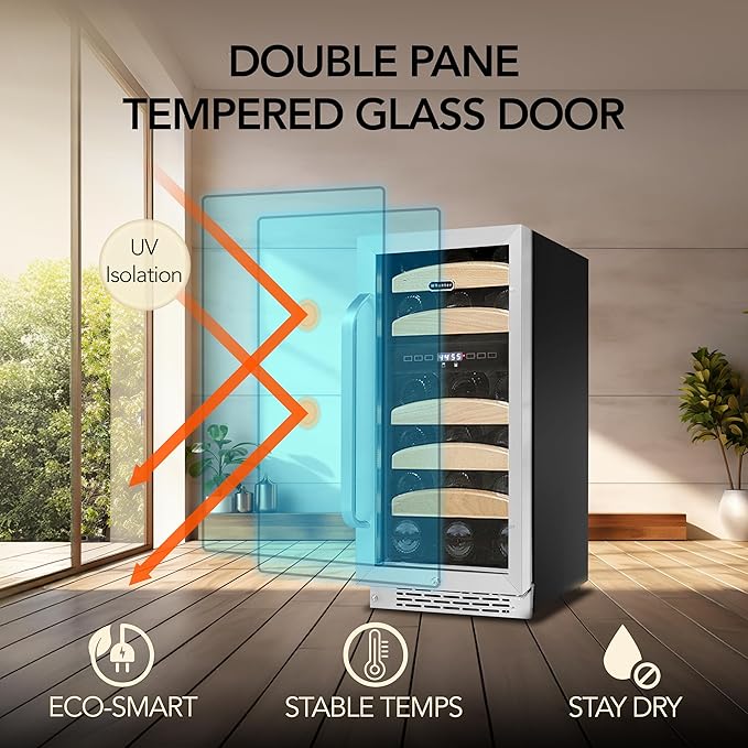 Whynter BWR-281DZ 28 Bottle Dual Temperature Zone Built-In Wine Refrigerator