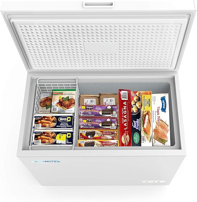 KoolMore SCF-7C Deep Chest Freezer with Two Wire Basket, 7 cu. ft. Food and Meat Storage, for Commercial and Home Use ETL Certification, White