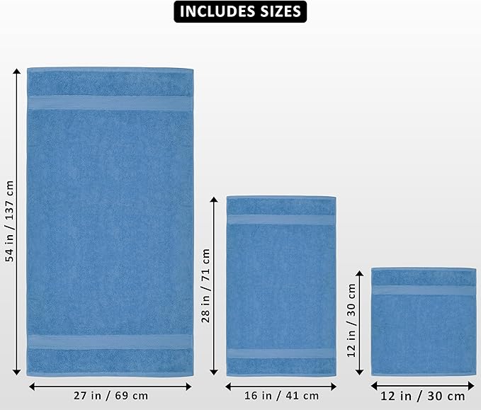 Utopia Towels 8 Piece Luxury Towel Set – Majestic Plush, Super Absorbent & Quicker-to-Dry, Thick 100% Ring Spun Cotton Towels for Bathroom, Spa & Hotel – 2 Bath, 2 Hand, 4 Washcloths, Electric Blue