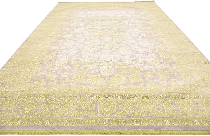 Unique Loom Traditional Classic Intricate Design Distressed Vintage Detail, Area Rug, 9' 0" x 12' 0", Light Green/Gray