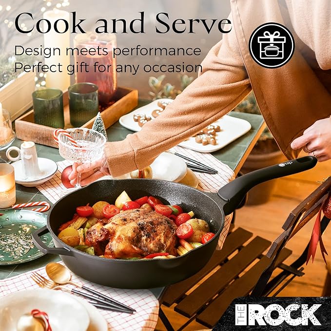 THE ROCK 1TSP 13PCS Cookware Set – Pots and Pans Set Non Stick with ROCK.TEC – Nothing Sticks, Never Warps, Lasts Longer – Healthy, Multifunctional, All-in-One Fry Pan, Saucepan, Stockpot & More
