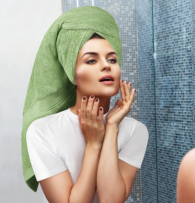 Utopia Towels 8 Piece Luxury Towel Set – Majestic Plush, Super Absorbent & Quicker-to-Dry, Thick 100% Ring Spun Cotton Towels for Bathroom, Spa & Hotel – 2 Bath, 2 Hand, 4 Washcloths, Sage Green