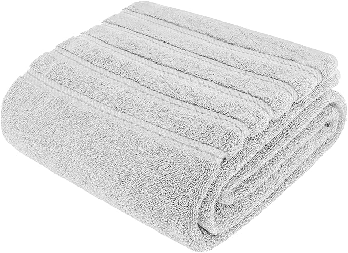 American Soft Linen 35x70 Jumbo Large Bath Towels, 600 GSM 100% Cotton Turkish Bath Sheet, Oversized Luxury Bath Towels for Bathroom Beach and Pool, Silver Grey