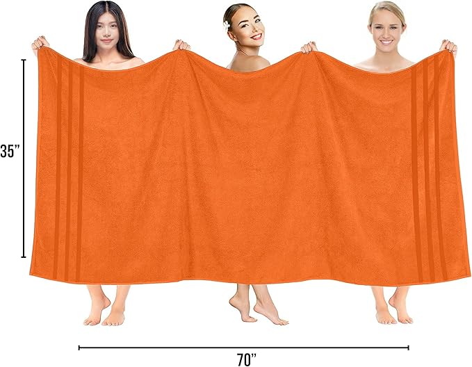 RIVERSIDE Pack of 2 Extra Large Bath Sheets 35 x 70 Inches - 100% Ring Spun Cotton Hotel Quality Oversized Bath Towels - Super Soft, Highly Absorbent & Quicker to Dry - Orange