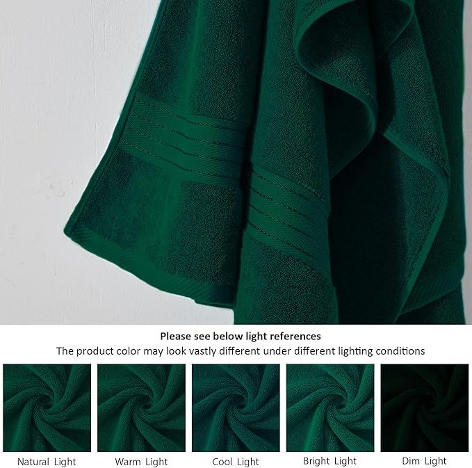 COZYART Dark Green Hand Towels for Bathroom 4 Pcs, 13x30 100% Cotton Guest Hands Towel Set Super Soft Absorbent Durable 650 GSM for Daily Use