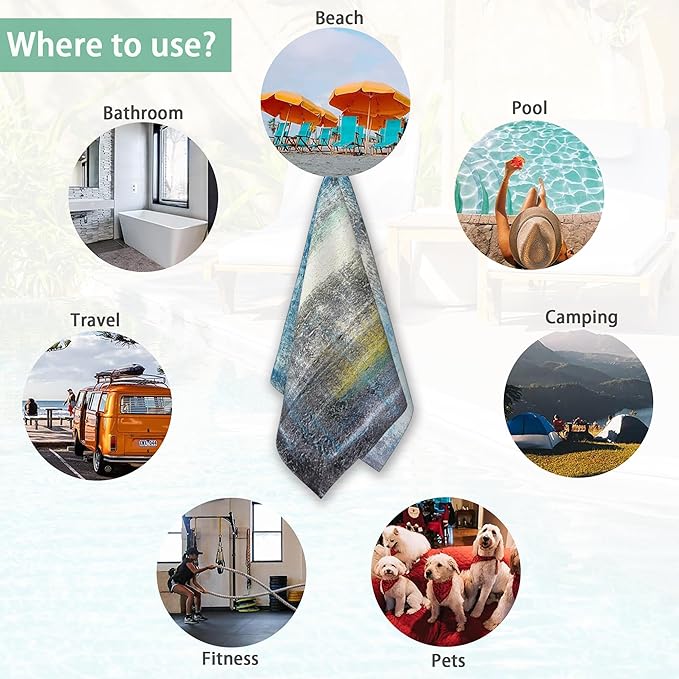 Hand Towel Set of 2,Teal and Yellow Abstract Art Painting Decorative Bathroom Towels Soft Face Washcloths Fingertip Towels for Kitchen Gym Hotel Spa 28 x 14 Inch