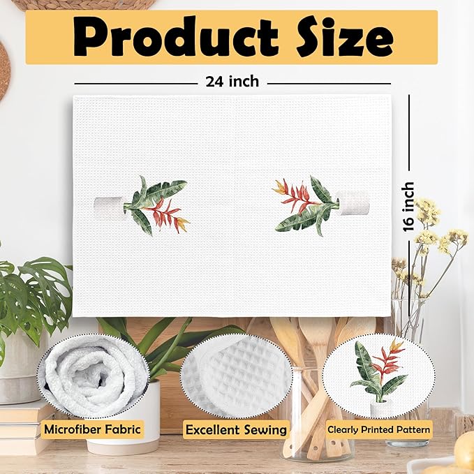 Tropical Floral Botanical Bathroom Hand Towels, Botanical Decor Hand Towel for Bathroom Decor, Plant Lover Gifts Decorative Towels for Washroom Toilet 16x24 Inch Set of 2