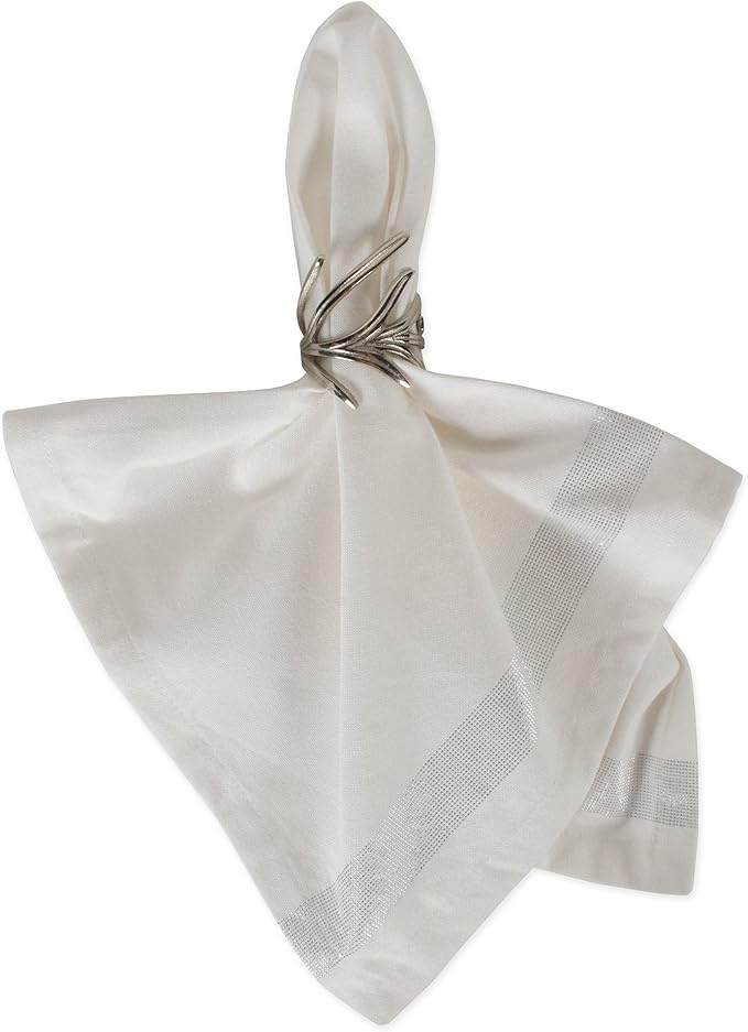 DII Holiday Dining Table Linen Sparkle Metallic Kitchen Décor, Napkin Set, 20x20, Silver Metallic Stripe, 6 Piece