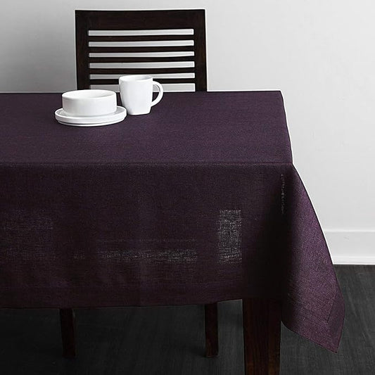 Solino Home Linen Tablecloth 60 x 120 Inch - 100% Pure Linen Grape Table Cloth for Rectangle Tables - Athena, Machine Washable Tablecloth for Winter, Valentines, New Year