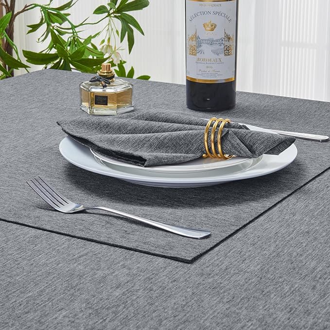 Cloth Napkin Set of 8 Square Washable Reusable Linen Fabric Polyester for Kitchen Dinner Dining Restaurants Wedding Party Banquet Table(Gray/17x17 Inch)