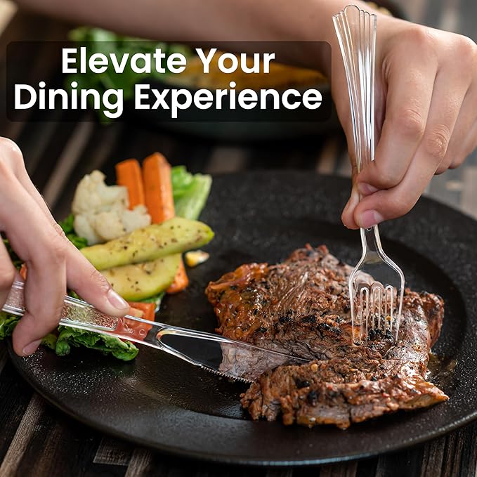 Lonezo [150 Count] Plastic Forks Clear Forks Plastic Disposable Shatter Resistant Disposable Forks Eco Friendly Plastic Forks Heavy Duty Plastic Utensils