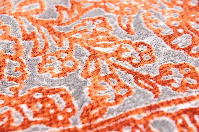 Unique Loom Traditional Classic Intricate Design Distressed Vintage Detail, Area Rug, 8' 0" x 8' 0", Terracotta/Gray