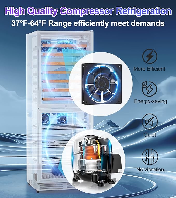 Wine Beverage Refrigerator with Double-Layer Temperature Zone, 24'' Large Capacity Built-in & Freestanding Wine Cooler Fridge for 154 Bottles, Wine and Beverage Fridge Combo for Home Kitchen Outdoor