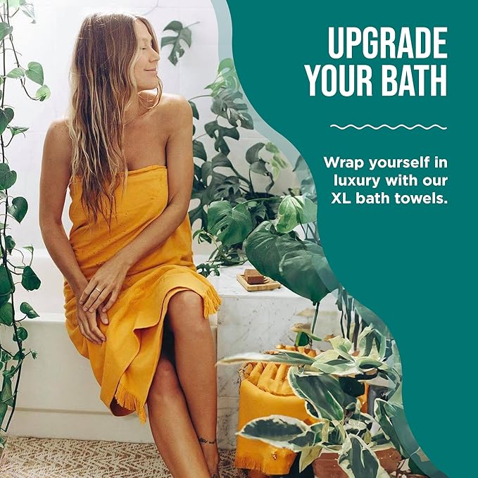 Sand Cloud Turkish Bath Towels for Bathroom, Set of 2 (Atom Black, Large) - Luxury Soft Linen Turkish Organic Cotton is Luxurious & Absorbent - Premium Shower & Bathroom Towels Dry Faster