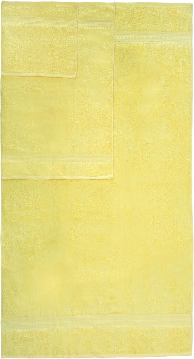 Ample Decor 100% Cotton 6 Piece Bathroom Towels Set, 2 Bath Towels, 2 Hand Towels, 2 Washcloths, Quick Drying - Yellow Towel Sets