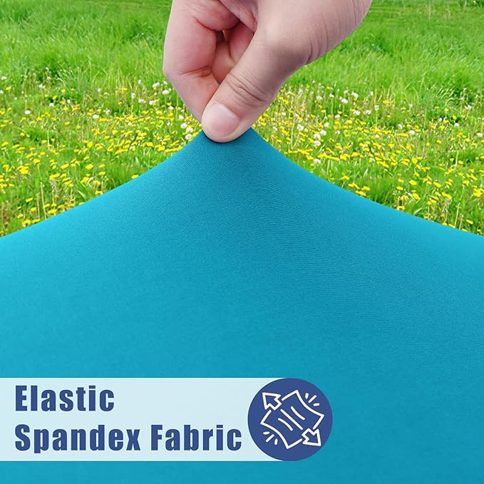 Round Spandex Tablecloth, Elastic Fitted Waterproof Tablecloths for 57"-68" Tables, Stretch Washable Picnic Table Cover for Camping, Dining, Indoor and Outdoor, Turquoise