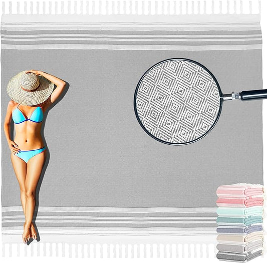 Oversized Turkish Beach Towel Blanket Cotton Giant XL Sandproof Towels Huge Linen XXL Extra Large Big Throw Quilt Blankets for Adults Cloud Travel Camping Glamping Accessories Essentials