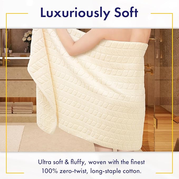 Ultra Soft & Stylish 700 GSM Luxury Bath Towels - 100% Zero-Twist, Long-Staple Cotton - Remarkably Absorbent & Quick Drying - 6 Piece Towel Set (Papyrus)