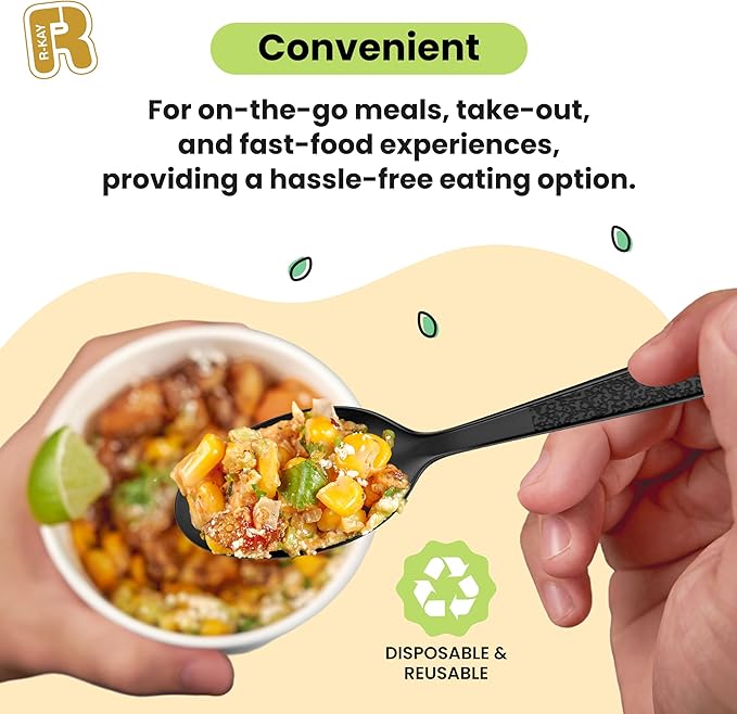 200 Count Black Plastic Silverware Heavy Duty - Black Plastic Forks And Spoons Set - BPA Free Plastic Utensils Set - Heat Resistance Cutlery For All Occasions