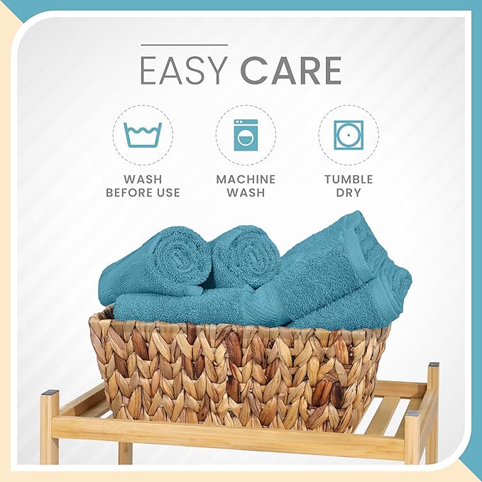 Martex 6-Piece Luxury 100% Cotton Towel Set | Quick Dry | Super Absorbent | Super Soft 100% Ringspun Cotton Towels | 2 Bath Towels | 2 Hand Towels | 2 Wash Cloths | Blue