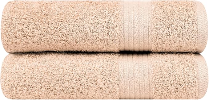 Ample Decor Bathroom Hand Towel 18 X 28 Inch 600 GSM 100% Cotton, Absorbent Thick- 2Pcs Beige