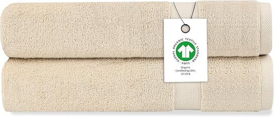 Delara Organic Cotton Luxuriously Plush Hand Towel Pack of 2 | GOTS & OEKO-TEX Certified | Premium Hotel Quality Towels | Feather Touch Technology|650 GSM Long Staple|Soft, Quick Dry & Ultra-Absorbent