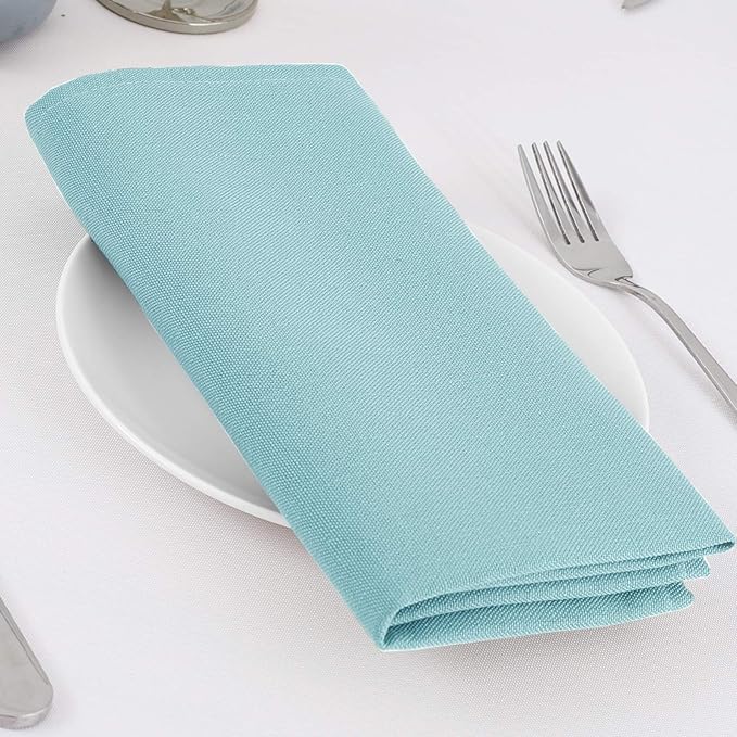 H.VERSAILTEX Cloth Napkins Set of 12 (18" X 18") Linen Textured Dinner Napkins Waterproof Extra Soft Thick Durable Reusable Napkins with Hemmed Edges for Dinners, Weddings and Everyday Use, Aqua