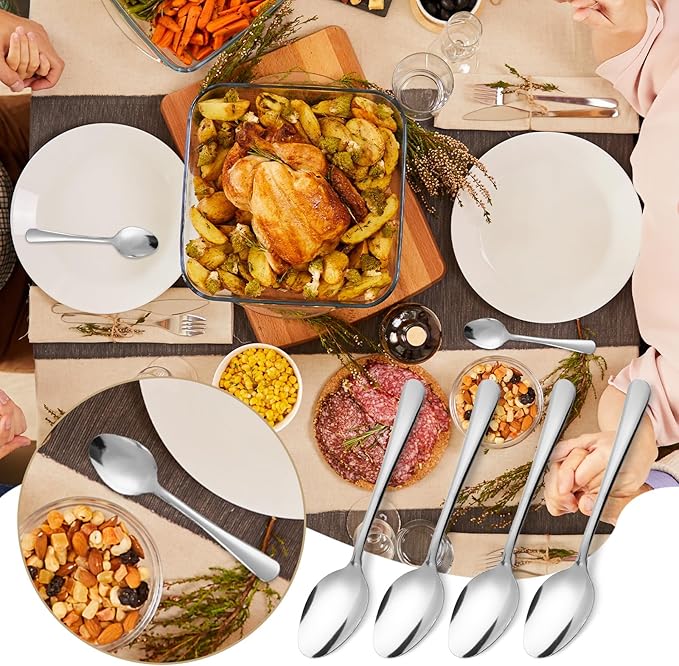 120 PCS Dinner Spoons Set - Windsor Stainless Steel Dinner Spoon 7.1 Inch with Dishwasher Safe Dessert Spoons, Metal Dessert Spoon, Silverware for Home, Kitchen or Restaurant