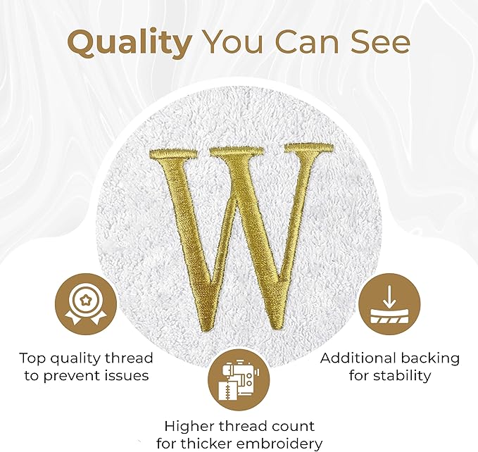 Monogrammed Hand Towels for Bathroom | Luxury Turkish Cotton | Embroidered in USA | Set of 2 | Choose Set Color and Monogram Color | A - Z | Modern Font