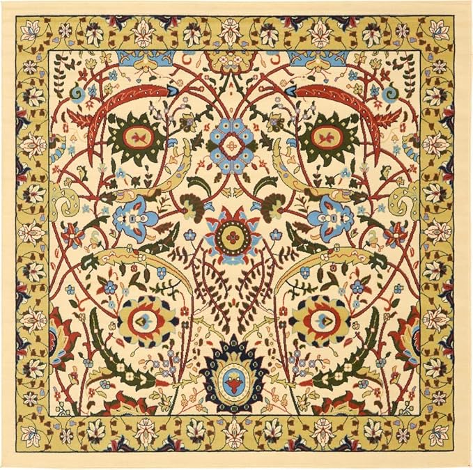 Unique Loom Espahan Collection Area Rug - Cape Cod (8'Square, Cream/ Black)