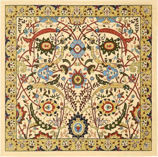 Unique Loom Espahan Collection Area Rug - Cape Cod (8'Square, Cream/ Black)