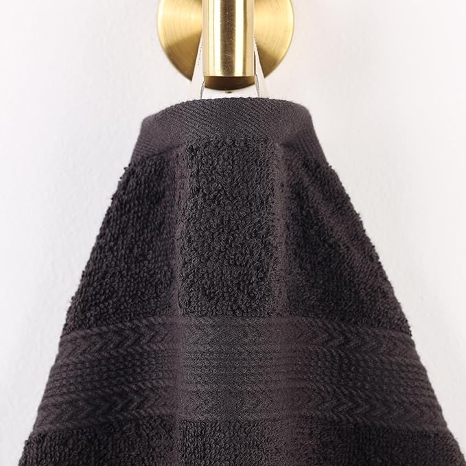 Superior Eco-Friendly Cotton 6-Piece Hand Towel Set, Small Towels for Spa, Resort, Hotel, Guest Bath, Kitchen, Quick Dry, Soft, Bathroom Accessories, Home and Apartment Essentials, Black