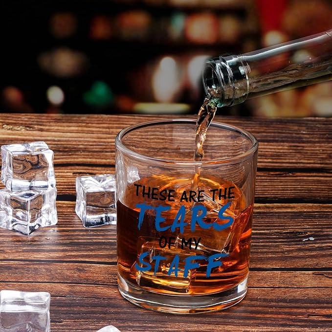 Futtumy These Are The Tears of My Staff Whiskey Glass, Bosses Day Gifts for Man, Gifts for Boss Male, Boss Gifts Men, Christmas Gifts for Boss, Funny Boss Gifts on Bosses Day Christmas Birthday
