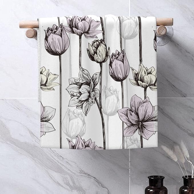 Lily Flower Hand Towel for Bathroom Set of 2 Hand Bath Towels Soft Absorbent Decorative Towels for Bathroom Kitchen Yoga Home Decor 14 x 28 in