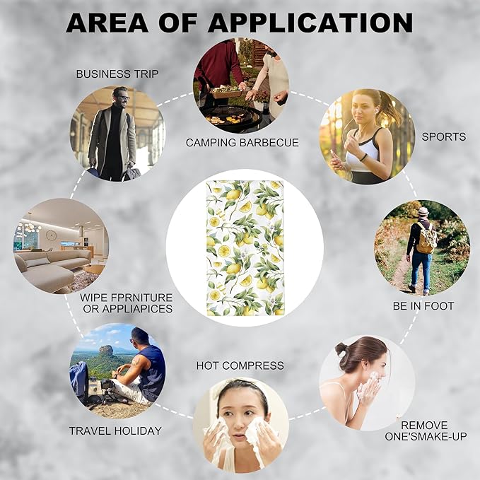 Lemon Hand Towel Set,Branches Ripe Lemons Hand Towels for Bathroom 2 Pack Soft Absorbent Decorative Dish Towel for Kitchen Sports Gym Yoga Home Decor 14 x 28 in