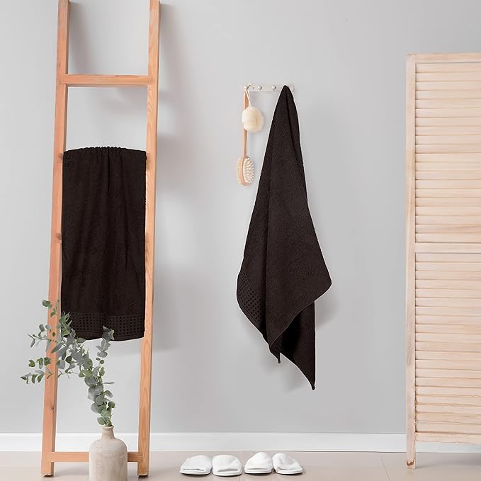 GLAMBURG 100% Cotton 2 Pack Oversized Bath Towel Set 28x55 Inches, Ultra Soft Highly Absorbant Compact Quickdry & Lightweight Large Bath Towels, Ideal for Gym Travel Camp Pool - Chocolate Brown