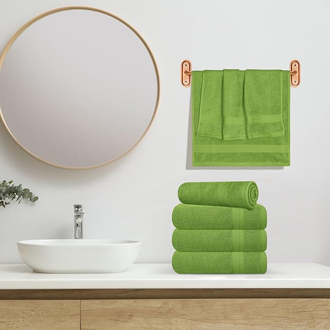 GLAMBURG Ultra Soft 6-Piece Hand Towel Set 16x28-100% Ringspun Cotton - Durable & Highly Absorbent Hand Towels - Ideal for use in Bathroom, Kitchen, Gym, Spa & General Cleaning - Kiwi Green