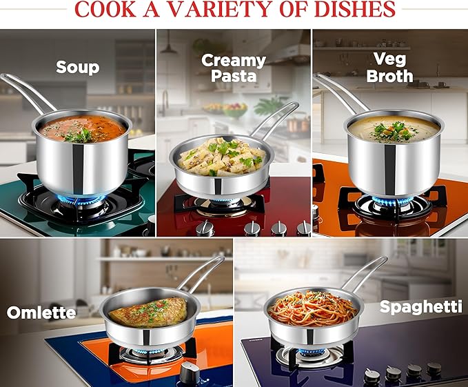 Vinod Classique Deluxe 2-Pc Stainless Steel Cookware Set – 16 cm Saucepan & 20 cm Frypan, Extra-Deep Design, Riveted Handles, Induction & Gas Compatible, Dishwasher Safe