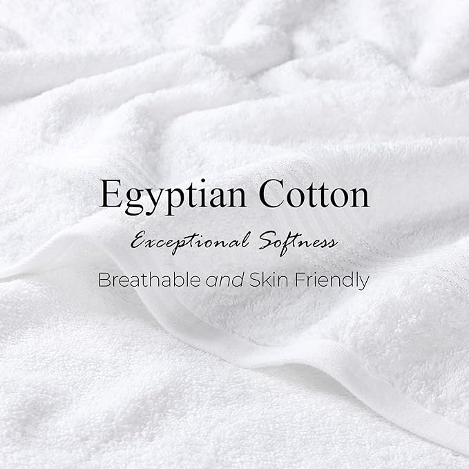 Superior Egyptian Cotton 2-Piece Bath Sheet Towel Set, Oversized Body Towels for Adults and Kids, Large Towel for Bath, Shower, Guest Bathroom, Spa, Gym, Resort, Essentials, Airbnb, White