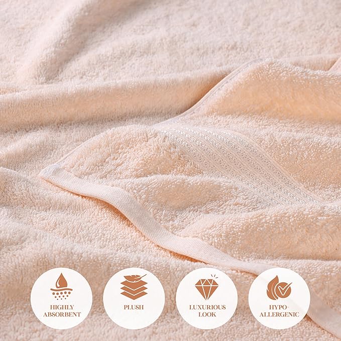 Superior Egyptian Cotton 10-Piece Face Towel Set , Small Towels For Facial, Spa, Quick Dry, Absorbent Towels, Bathroom Accessories, Guest Bath, Home Essentials, Washcloth, Airbnb, Peach