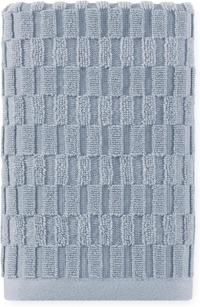 DKNY Metro Tile Quick Dry 100% Cotton Towel Set for Bathroom – 2 Bath, 2 Hand, Zero Twist, Absorbent, Supremely Soft, 550 GSM, 4 Piece, Blue
