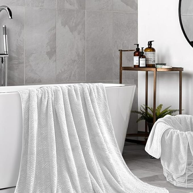 CHINO Bathroom Towel Set,35x70 Inch Bath Sheets Towels for Adults,Jumbo Bath Towels Extra Large Quick Dry Towel Soft Absorbent Oversized Towel Microfiber Shower Towels Bathroom Spa (4 Pcs White)