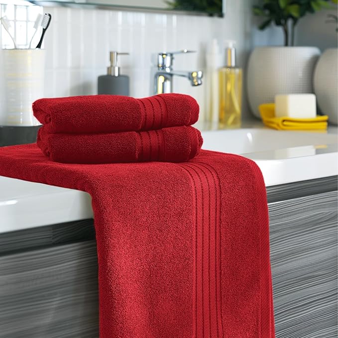 COZYART Cherry Red Bath Towels for Bathroom 6 Pcs, Turkish Cotton Bath Towel Set Super Soft Highly Absorbent Durable 650 GSM Shower Towels for Daily Use