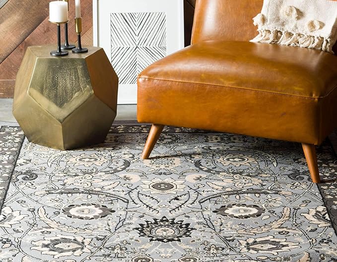 Unique Loom Espahan Collection Area Rug - Cape Cod (9'x 12' Rectangle, Dark Gray/ Black)