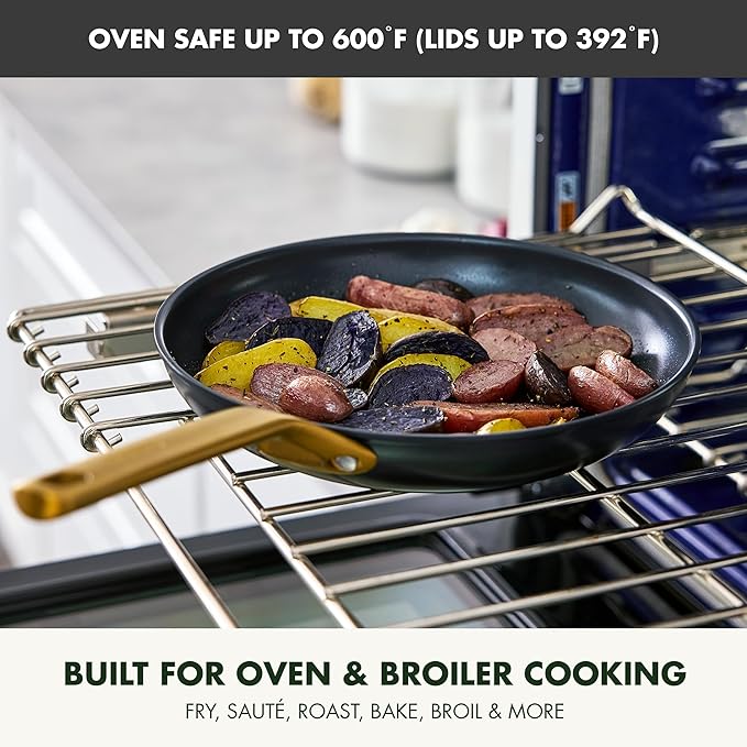 GreenPan Nonstick Reserve Pro 10 Piece Cookware Set, NSF Certified Ceramic, Hard Anodized PFAS-Free Pots & Pans Set with Lids, Stainless Steel Handles, Oven & Dishwasher Safe, Black