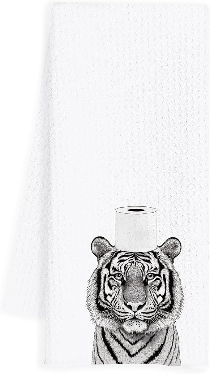Tiger Bathroom Hand Towels, Tigers Hand Towels for Bathroom, Funny Tiger Bathroom Decor, Tiger Gifts for Women Tiger Lovers, 16x24 Inch