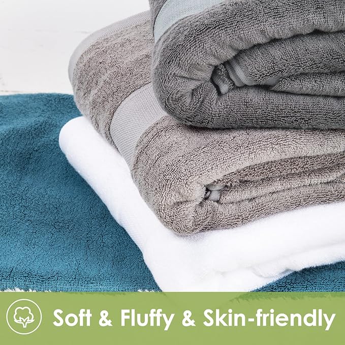 Large Bath Towels for Body, Sensitive,for Adult Kids Baby Luxury Hotel Spa Gym Super Soft Highly Absorbent Bathroom Towels 30" x 54",1 Pack White