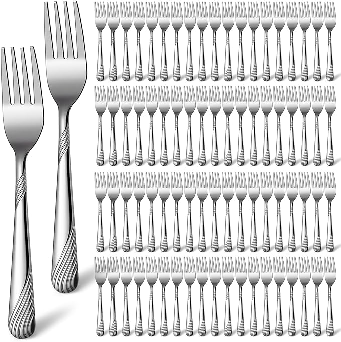 Minatee 150 Pcs Metal Dinner Forks Bulk Set 6.9 Inches Stainless Steel Forks Silverware Flatware Salad Cutlery Mirror Polished for Home Kitchen Restaurant Eating Silverware Utensils